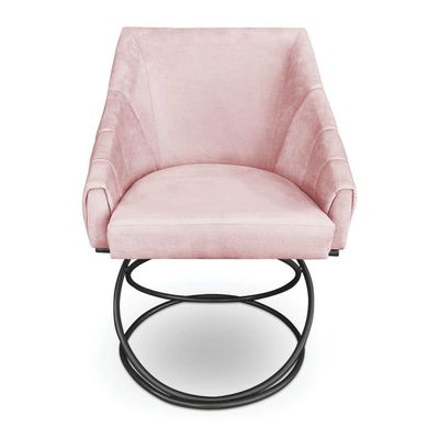 Kit 2 Poltronas Luxo Alana Suede Base Luxo Preto - Pallazio Cor Rosa Bebê