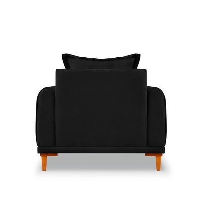 Poltrona Livia Veludo Pés De Madeira - Pallazio Cor Preto