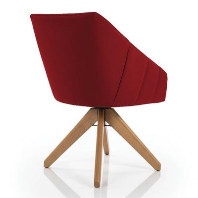 Kit 4 Poltronas Giratórias Alana Suede Base De Madeira - Pallazio Cor Vermelho