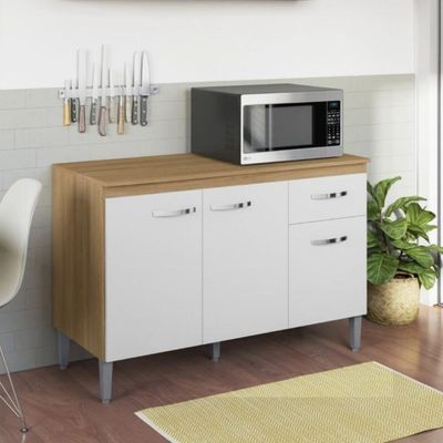 Balcão De Cozinha 2 Portas 1,20m Cheltenham Amendoa Branco