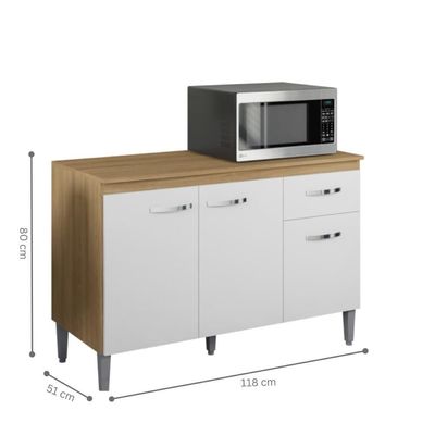 Balcão De Cozinha 2 Portas 1,20m Cheltenham Amendoa Branco