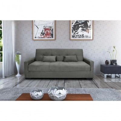 Sofá Cama Lavínia 3 Lugares Suede Cinza Matrix