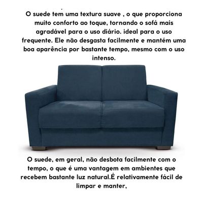Sofá Estofado 2 Lugares Sala Estar Recepção Clarice Suede azul Marinho
