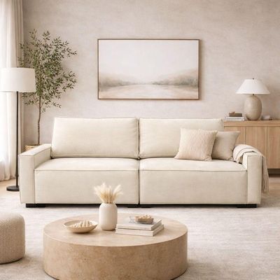 Sofá 2 Metros Contemporâneo Sala Estar Luxo Moderno Suede Bege