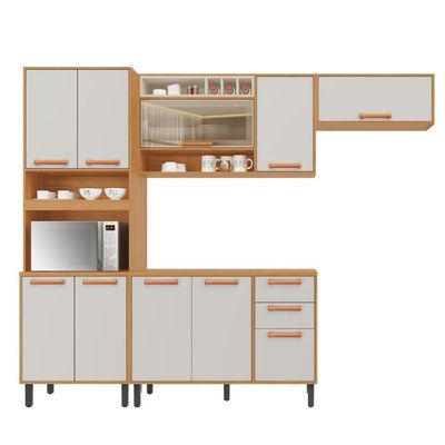 Cozinha Completa Itatiaia Nápoles 220cm 4 Peças Com Vidro