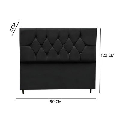 Cabeceira Estofada Cama Box Solteiro 90 Cm Suede Paris Preto