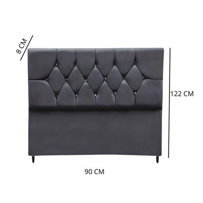 Cabeceira Estofada Cama Box Solteiro 90 Cm Suede Paris Cinza Escuro