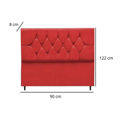 Cabeceira Solteiro Cama Box Estofada 90 Cm Suede Bela Vermelho