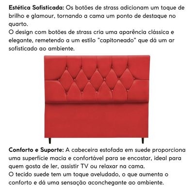 Cabeceira Solteiro Cama Box Estofada 90 Cm Suede Bela Vermelho