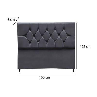 Cabeceira Estofada Cama Box Solteirão 100 Cm Suede Paris Cinza Escuro
