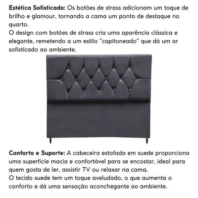 Cabeceira Estofada Cama Box Solteirão 100 Cm Suede Paris Cinza Escuro