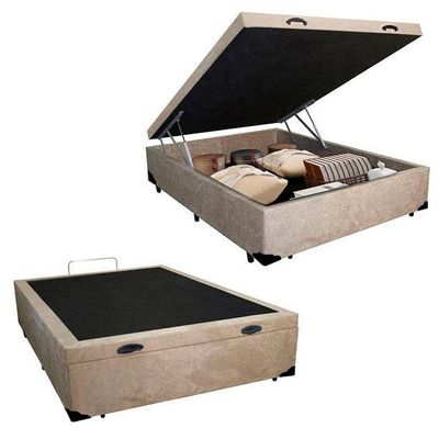 Cama Box Baú Casal Suede + Colchão De Espuma D33 - Sereneprime - 138cm Bege