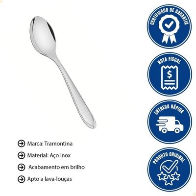 12 Colheres De Mesa Tramontina Laguna Em Aço Inox