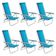Kit 06 Cadeiras De Praia Reclinável Tramontina Bali Baixa Em Alumínio Com Assento Azul 92900102