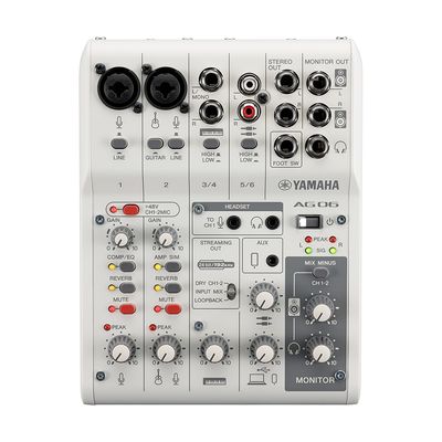 Mesa de Som e Interface Analógica AG06MK2 W Branca Yamaha