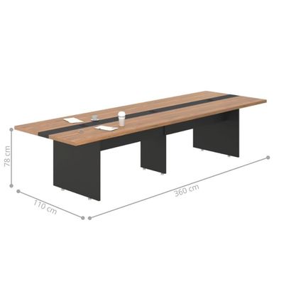 Mesa De Reunião Premium Escritório 3,60m 8 Lugares Noce