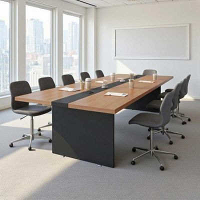 Mesa De Reunião Premium Escritório 3,60m 8 Lugares Noce