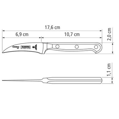 Faca Para Tornear Tramontina Century Lâmina Em Inox Cabo Policarbonato E Fibra De Vidro 3 24001103