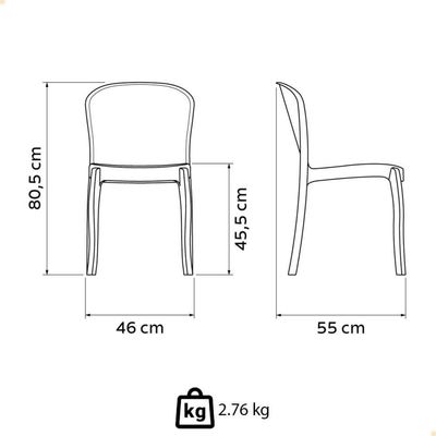 Kit 8 Cadeiras Tramontina Anna Em Polipropileno Preto 92028-009