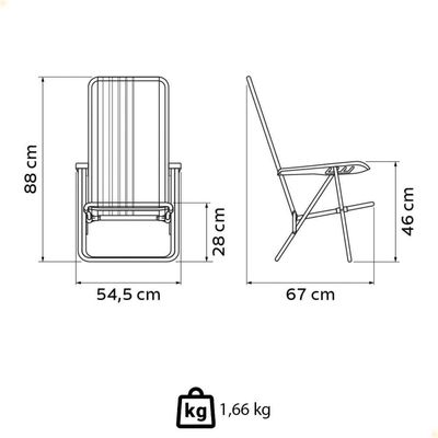 Kit 02 Cadeiras De Praia Reclin. Tramontina Bali Baixa Alumínio C/ Assento Camurça 92900105
