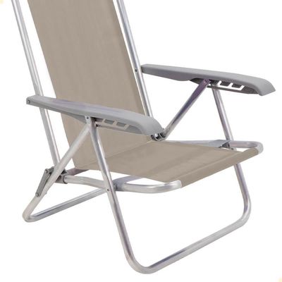 Kit 02 Cadeiras De Praia Reclin. Tramontina Bali Baixa Alumínio C/ Assento Camurça 92900105