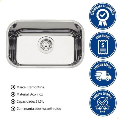 Cuba Tramontina Lavínia 47 Bl Prime Em Aço Inox Alto Brilho 47x30x17 Cm Com Válvula 4 1-2 94022202