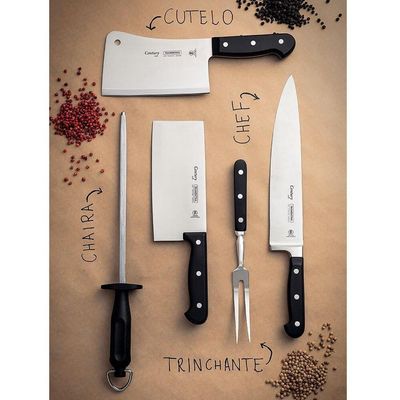 Faca Chef Tramontina Century Lâmina Em Aço Inox Cabo De Policarbonato E Fibra De Vidro 10" 24011110