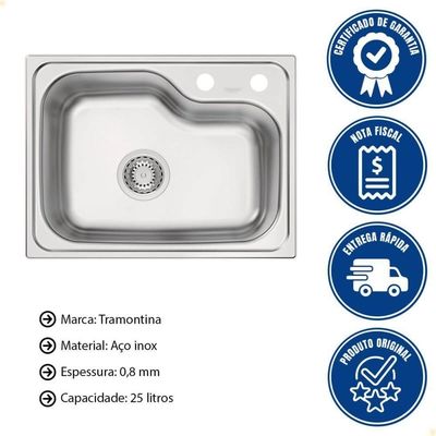 Cuba De Embutir Tramontina Morgana Compact 48 Fx Undermount Em Aço Inox 93815192