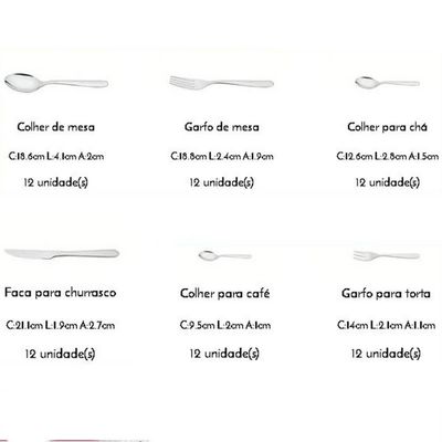 Faqueiro Tramontina Havaí Aço Inox Facas Para Churrasco E Acab. Brilho C- Detalhes 72 Peças 66905150