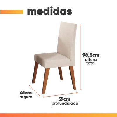 Conjunto Sala De Jantar Mesa 1,60m Moove 6 Cadeiras Veludo Milano Viero Madeirado / Marfim