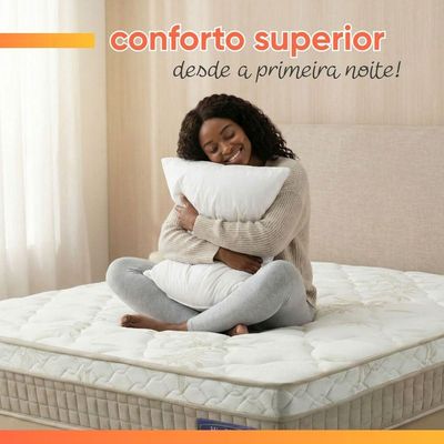 Colchão King Molas Ensacadas Euro In Natural Confort 193x203x25cm Bege / Branco