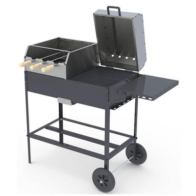 Churrasqueira Americana Rotativa Progás Prca-340 Aço Inox Com Rodas Mesa E Grelha Bivolt P41714