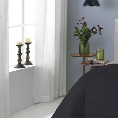 Edredom Liverpool Casal Padrão 1 Peça Dupla Face Tecido Malha Fio 30/1 Penteado 100% Algodão - Preto/cinza