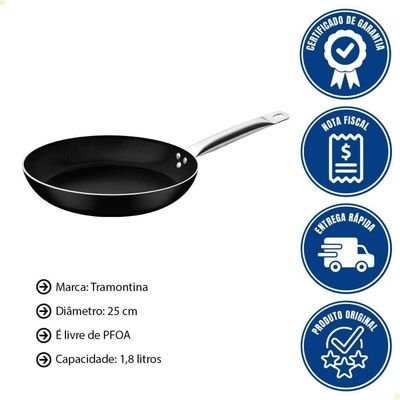 Frigideira Tramontina Piemonte Em Alumínio Com Antiaderente Starflon Excellent Preto 25 Cm 1,8 L