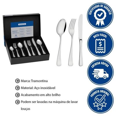 Faqueiro Tramontina Mônaco Aço Inox Com Facas De Mesa Forjadas Acabamento Brilho 42 Peças 66917180