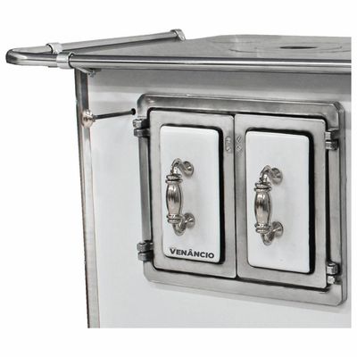 Fogão A Lenha Venâncio Tradicional Nº02 Branco Gabinete Porta Dupla Na Esquerda 28994
