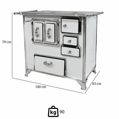 Fogão A Lenha Venâncio Tradicional Nº02 Branco Gabinete Porta Dupla Na Esquerda 28994