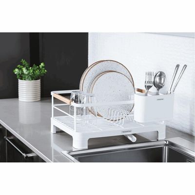 Escorredor De Louça Tramontina Plurale Com Secador E Porta Talheres Branco 61536200