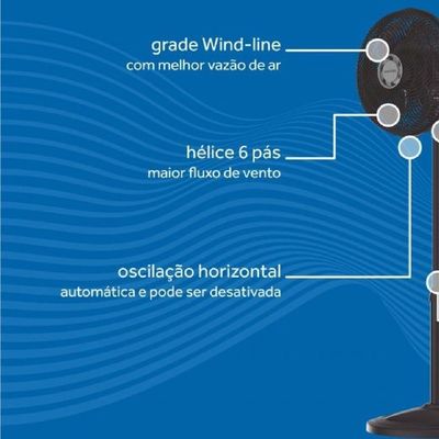 Ventilador de Coluna Turbo 6 Pás 40cm Preto Premium Ventisol 110V