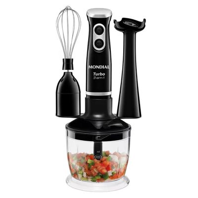 Mixer Mondial MKNE M-14 3 em 1 Preto 500W 2 Velocidades Copo 600ml Lâmina Inox Preto / 110V