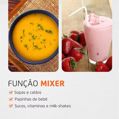 Mixer Mondial MKNE M-14 3 em 1 Preto 500W 2 Velocidades Copo 600ml Lâmina Inox Preto / 110V