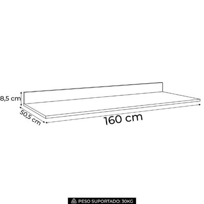 Tampo Para Balcão De Cozinha 160cm Mdp Cinza Claro - Lumil