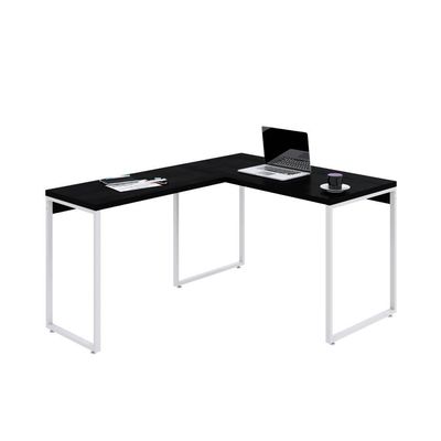 Mesa Em L Office 120x150x75cm Kuadra Preto ônix - Est.branca