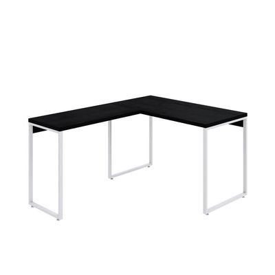Mesa Em L Office 120x150x75cm Kuadra Preto ônix - Est.branca
