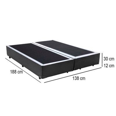 Cama Box Casal Bipartido Sintético Mega Cama Cinza 138x188x42cm