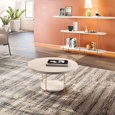 Estante Home Theater Axis Castanho Off White Com Mesa De Centro Sky Off White - Hb Móveis