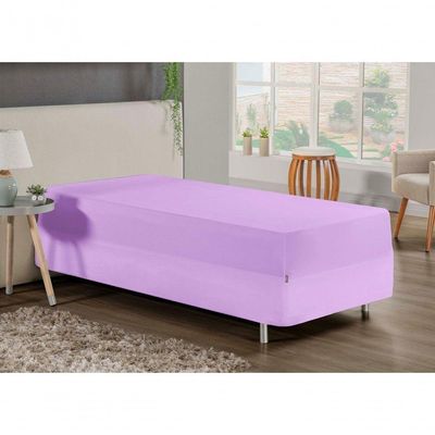 Jogo De Cama Solteiro Nobre 2 Peças Luva De Box 55cm De Altura Malha 100% Algodão - Lilás
