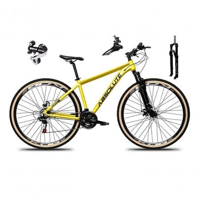 Bicicleta Aro 29 Absolute Nero 5 Câmbio Shimano 24v Acera K7 Freio A Disco Garfo Com Trava Amarelo 19
