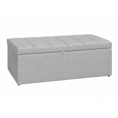 Recamier Calçadeira Baú Carla Para Quarto Cama Casal 140 Cm Suede Prata Do Lar Móveis E Decoração