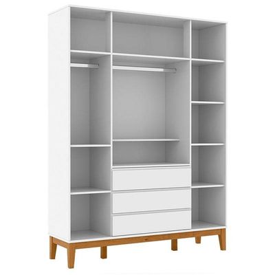 Berço Americano Multifuncional Formare E Guarda Roupa Nature Clean 4 Portas Branco Freijó Eco Wood - Matic